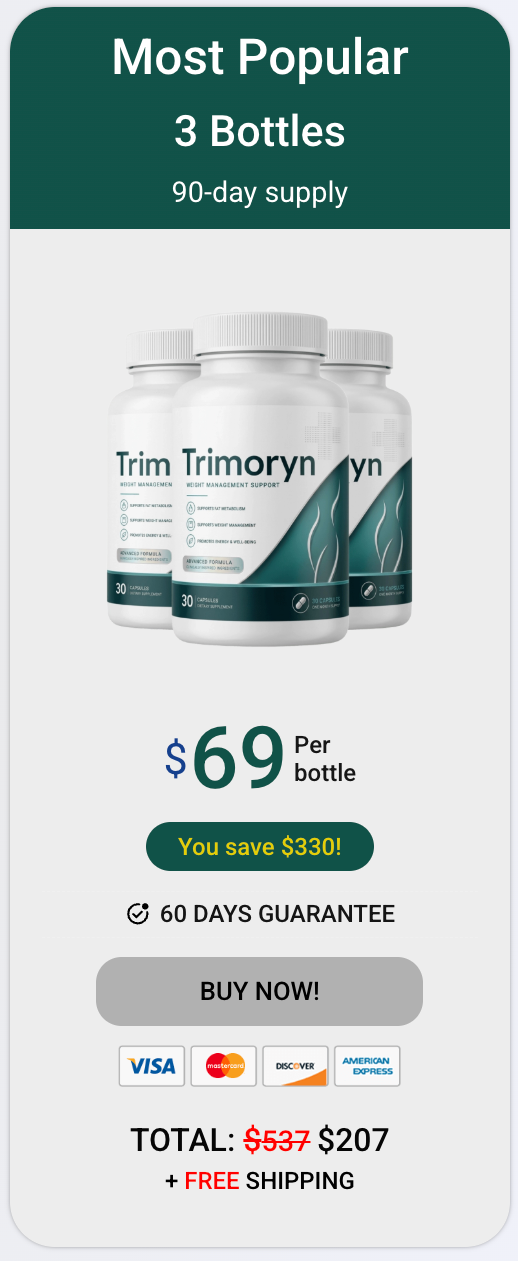 Trimoryn 3-bottle most popular pack — 90-day supply with free shipping