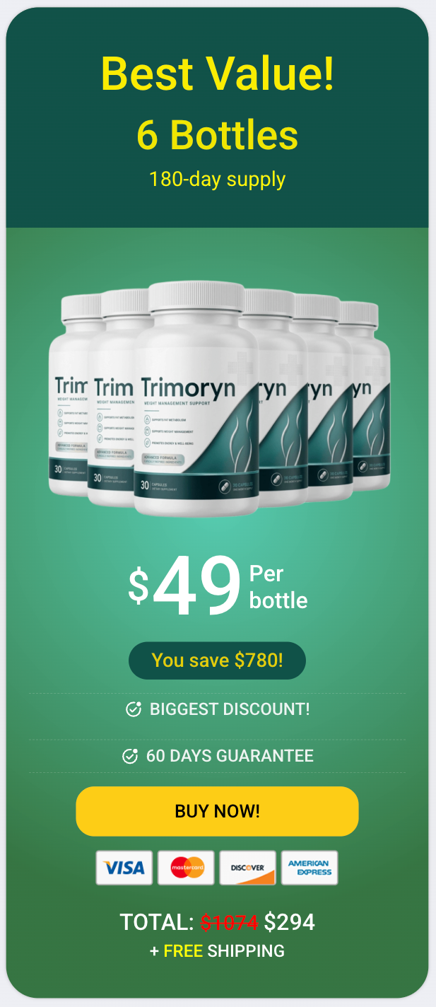 Trimoryn 6-bottle best value pack — 180-day supply with free shipping and biggest savings